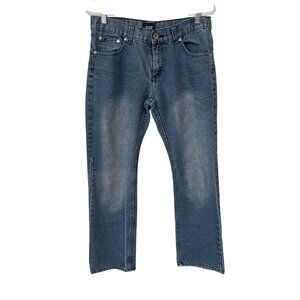 ROK Jeans Size 34 x 32 Medium Wash Distressed Denim Straight Leg Casual Wear